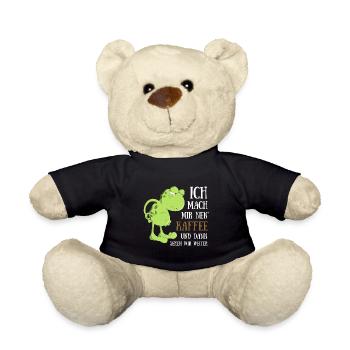 Frosch Kaffee trinken Morgenmuffel Spätaufsteher - Teddy - Schwarz - Vorne