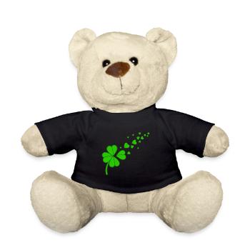 Shamrock Dandelion 4 Leaf Clover Heart St Patricks - Teddy - Schwarz - Vorne