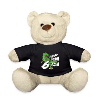 Dinosaurier Dino 6 Geburtstag Deko ich bin 6 Jahre - Teddy - Schwarz - Vorne