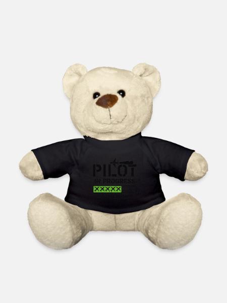 Future Airplane Pilot Son Grandson Aviation Flying - Teddy Bear - black