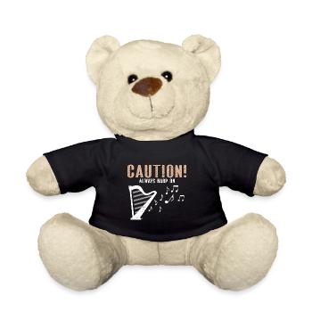 Harp design for harpist and harp player - Teddy Bear - black - Front