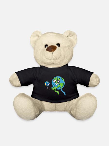 Earth Plays Volleyball Earth Day Earth Day - Teddy Bear - black