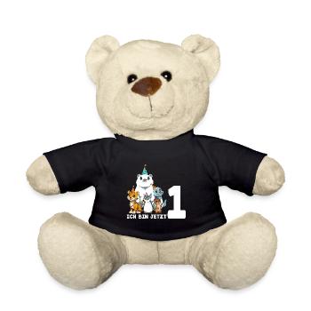 1 Geburtstag Zoo Tier Kinder - 1 Jahr Junge - Teddy - Schwarz - Vorne