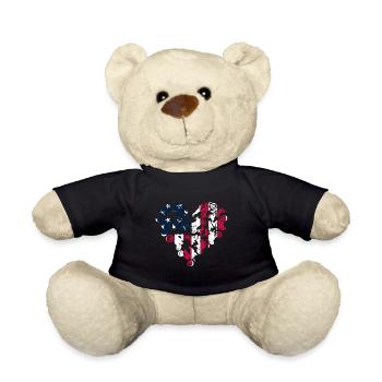 Dirt Bike Motocross Heart - American Flag Motocros - Teddy - Schwarz - Vorne