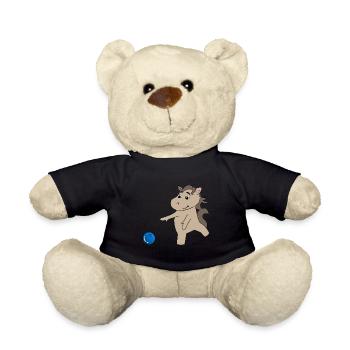Horse foal plays bowling - Teddy Bear - black - Front