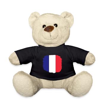 Drapeau France look usé drapeau français - Nounours - noir - Devant