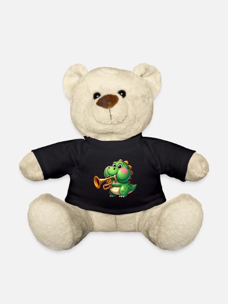 Dicker Trex mit Trompete Cartoon Dinosaurier Musik - Teddy - Schwarz