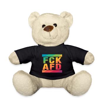 FCK AFD - Zeichen setzen gegen Rechts, Gegen Nazis - Teddy - Schwarz - Vorne