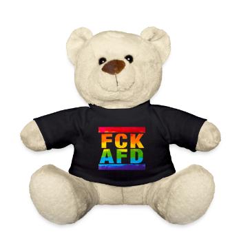 FCK AFD - Zeichen setzen gegen Rechts, Gegen Nazis - Teddy - Schwarz - Vorne