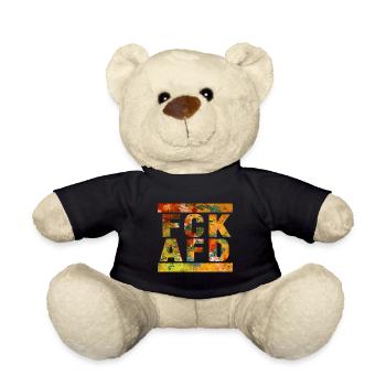 FCK AFD - Zeichen setzen gegen Rechts, Gegen Nazis - Teddy - Schwarz - Vorne