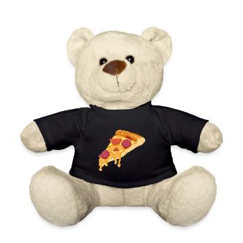 Retro Pixel Pizza - Teddy Bear - black - Front