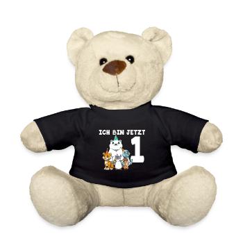 1 Geburtstag Zootiere Kinder - 1 Jahr Junge - Teddy - Schwarz - Vorne