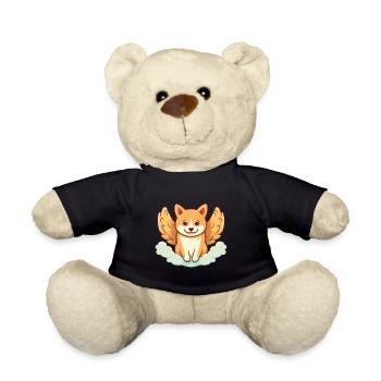 Shiba Inu in the Clouds with Angel Wings - Teddy Bear - black - Front