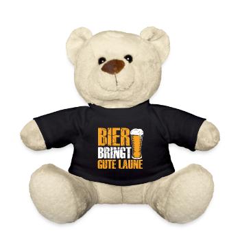 Bier bringt gute Laune, Humor, Spaß, Fun, Genuss, - Teddy - Schwarz - Vorne