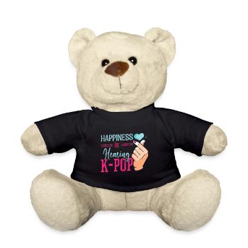 Le bonheur, c’est d’entendre la K-Pop | Symbole de la main du cœur - Nounours - noir - Devant