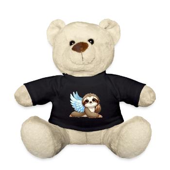 Cute sloth angel with wings in cartoon style - Teddy Bear - black - Front