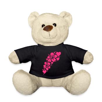 hibiscus floral pattern heart - Teddy Bear - black - Front