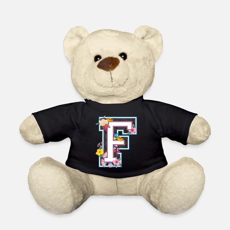 Buchstabe F im varsity Stil - Teddy - Schwarz