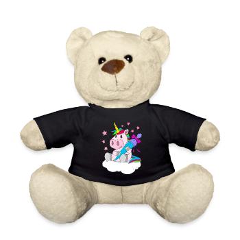 Erste Klasse - Einhorn mit Zuckertüte - Teddy - Schwarz - Vorne