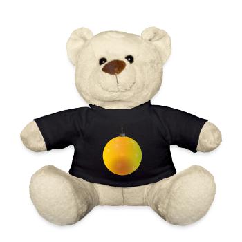 gelbliche Weihnachtskugel mit Sternen - Teddy - Schwarz - Vorne