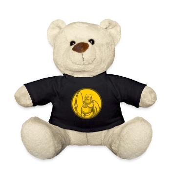 Cartoon Zeichentrick Buddha Surfen Spirituell - Teddy - Schwarz - Vorne