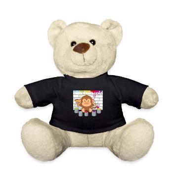 Little Monkey Painting Artist Colorful Kids Baby - Teddy Bear - black - Front