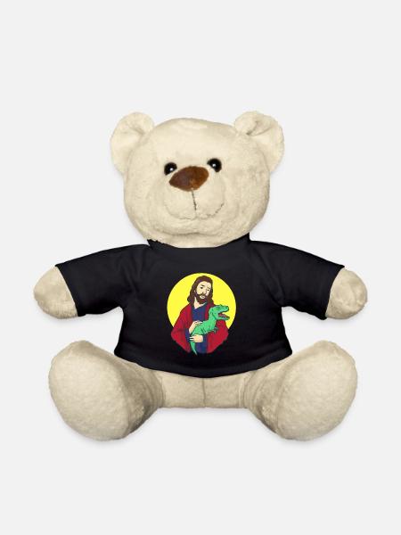 Jésus avec Dino dans ses bras - T-Rex et Christ - Nounours - noir