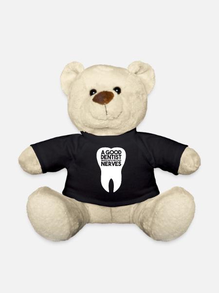 Zahnarzt Zahnärztin Spruch Geschenk - Teddy - Schwarz