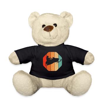 Vintage snowmobile retro sled t-shirt - Teddy Bear - black - Front