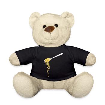 Spaghetti pasta on a fork - Teddy Bear - black - Front