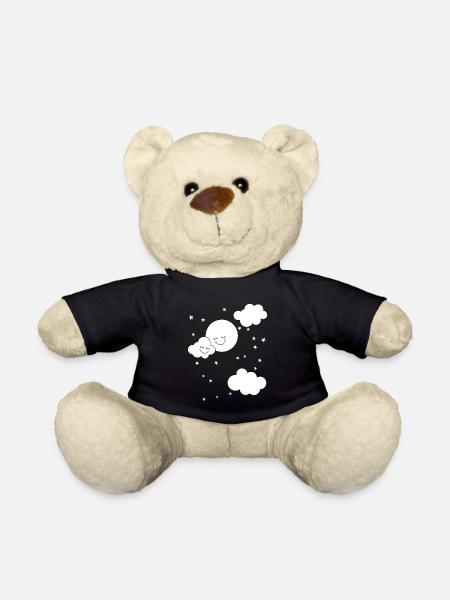 Sweet moon clouds night sky fantasy kids baby - Teddy Bear - black