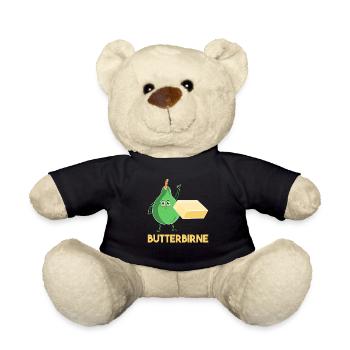 Butterbirne Lustiges Obst Butter Birne Geschenk - Teddy - Schwarz - Vorne