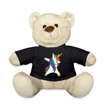 Dabbing Unicorn Einhorn - Teddy - Schwarz - Vorne
