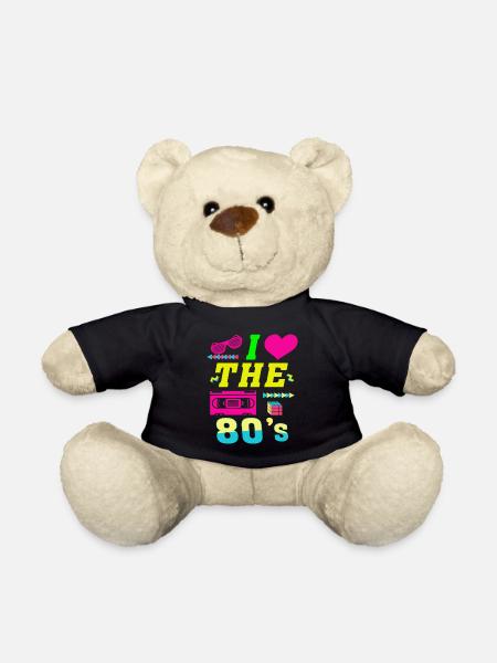 Kocham 80s gift ubrania kobiety mężczyźni - Pluszowy miś - czarny