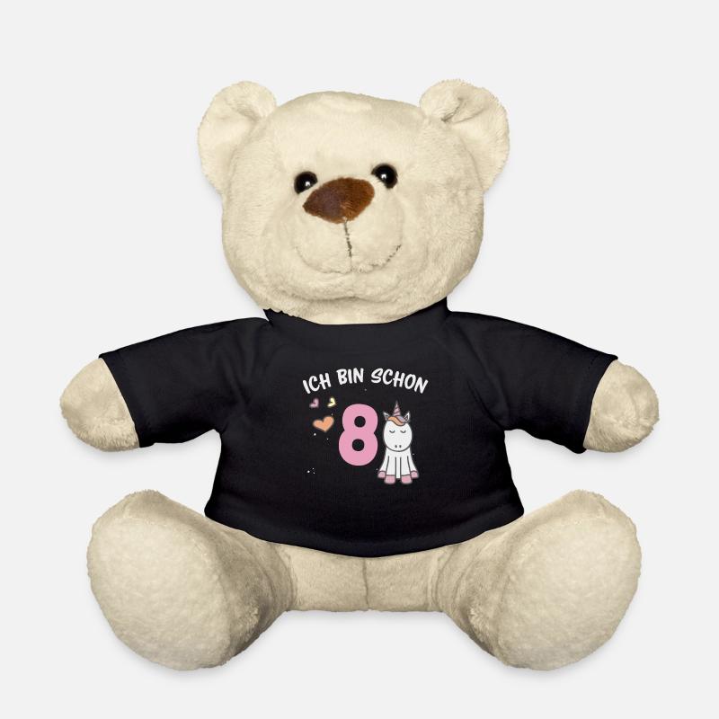 8. Geburtstag 8 Jahre Geschenk Einhorn - Teddy - Schwarz