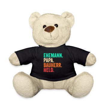 Bauherr Papa Vater Vatertag Bauleiter Hausbau - Teddy - Schwarz - Vorne