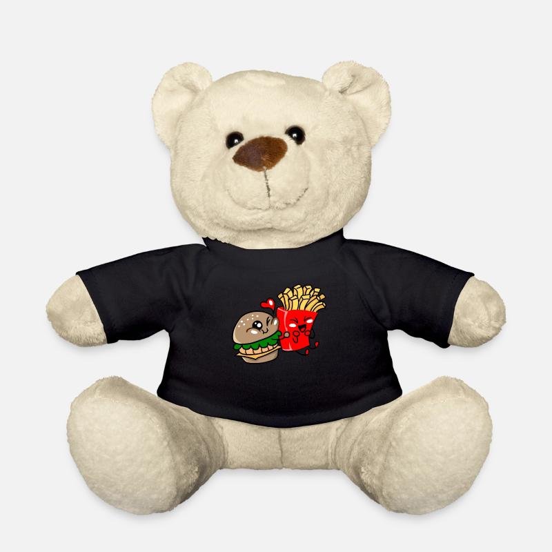 Burger et frites aiment l'idée de cadeau mignon - Nounours - noir