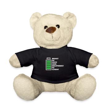 Elektroauto E-Auto Akku Rekuperieren Geschenk - Teddy - Schwarz - Vorne