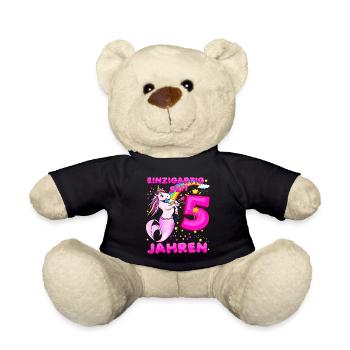 5. Geburtstag Einhorn Pferde Tochter Meerjungfrau - Teddy - Schwarz - Vorne