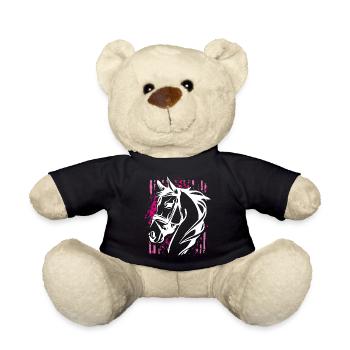 Graffiti-Stil Pferd mit Pinkem Farbsplash - Teddy - Schwarz - Vorne