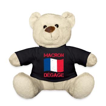 Macron clears France flag yellow vest revolt - Teddy Bear - black - Front