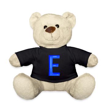 Lettre E initiale bleu - Nounours - noir - Devant