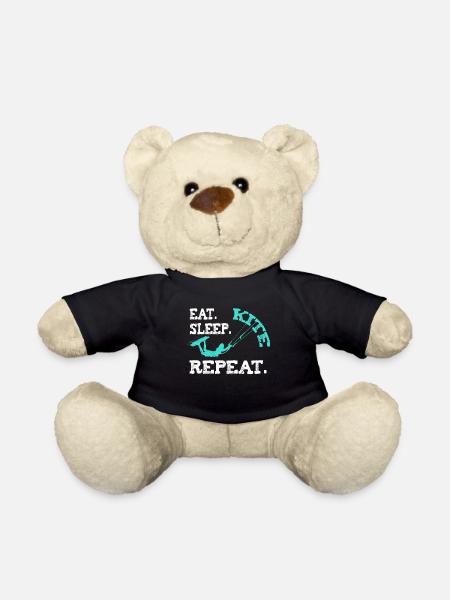 Kiteboarding Kite Kiten Design Eat Sleep Kite Kite - Nounours - noir