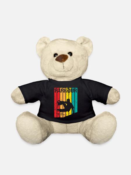 Vintage Parkour Freerunning Siluette Geschenkidee - Teddy - Schwarz