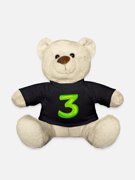 Chiffre 3 vert - Nounours - noir