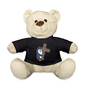 Penguin and cross religion - Teddy Bear - black - Front