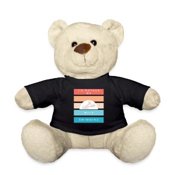 I'd rather be wild swimming vintage retro design - Teddy Bear - black - Front