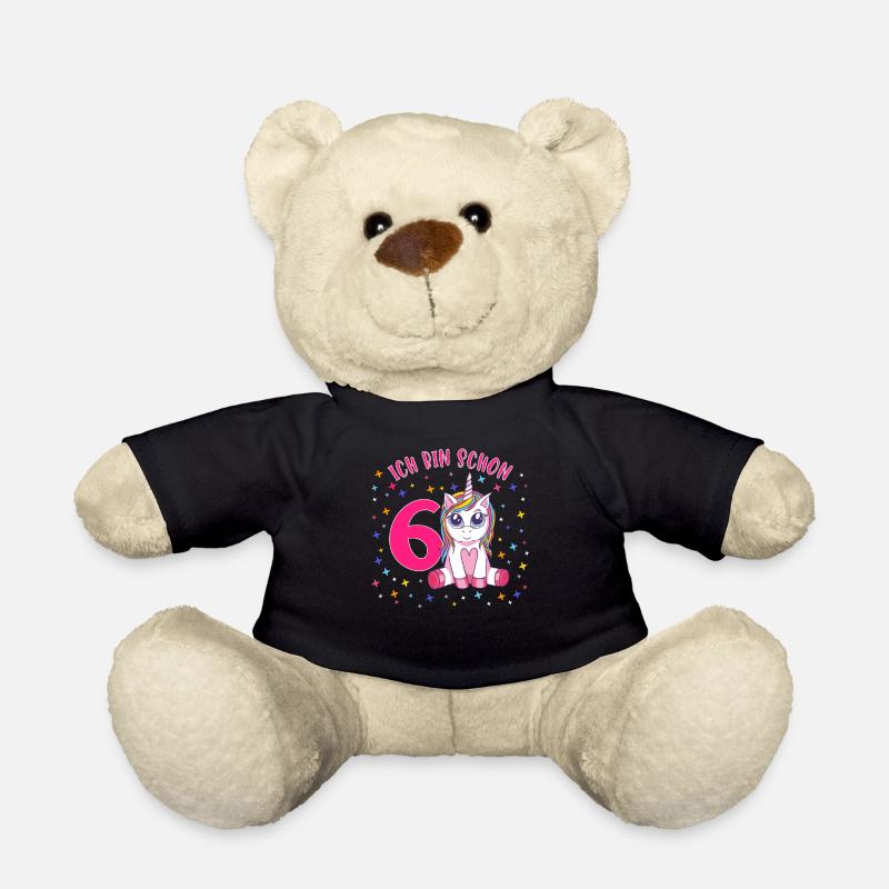ich bin schon 6 Einhorn Geburtstag Kind Mädchen - Teddy - Schwarz