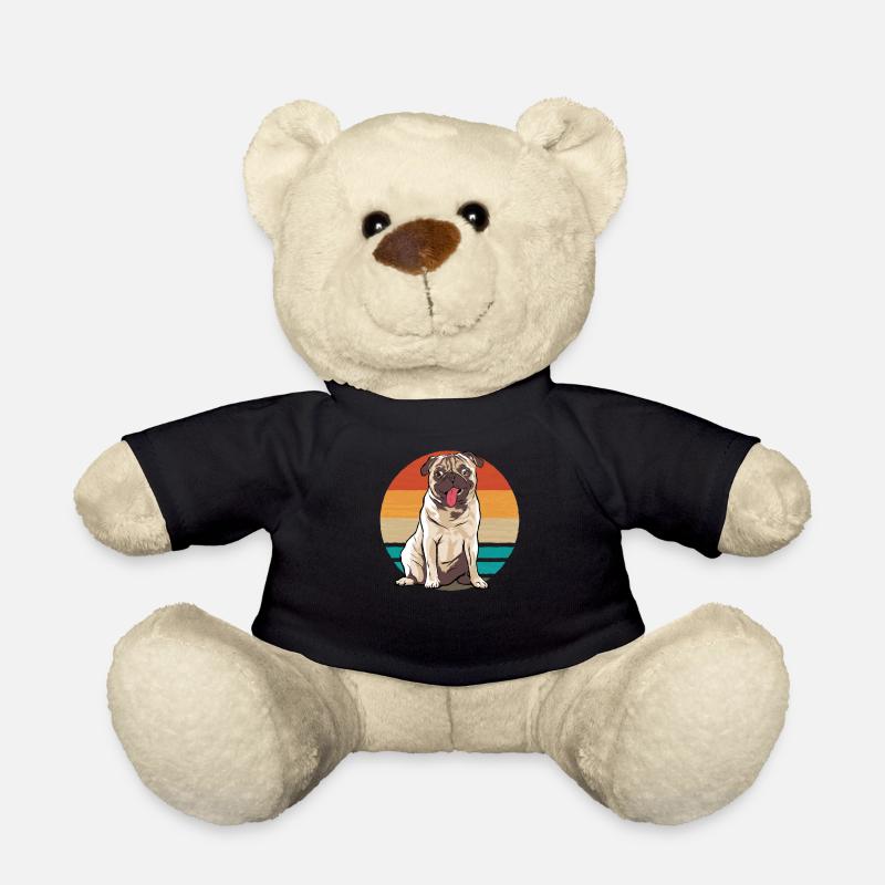 Pug Dog Vintage - Teddy Bear - black