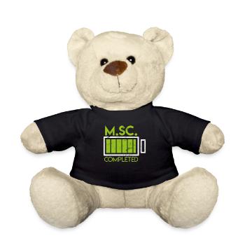 M.Sc. completed Master Graduation Saying Gift - Teddy Bear - black - Front